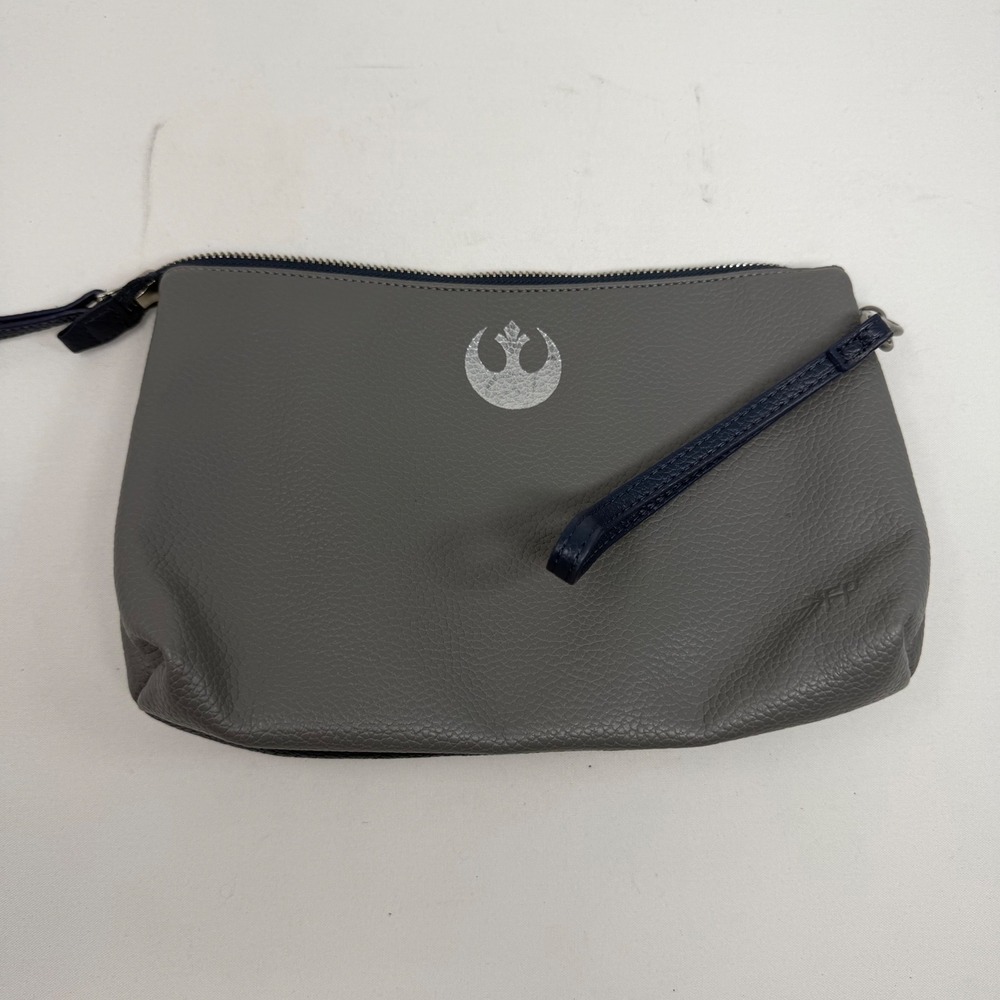 Star Wars x Freshly Picked Rebel Alliance Grey Navy Pebbled Leather Wristlet Bag